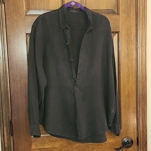 100% linen long black top